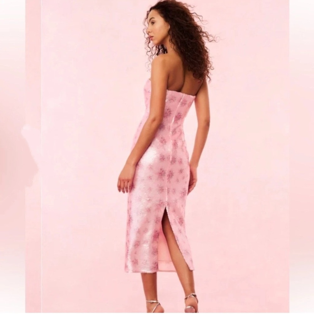 Loveshack Fancy Stacia Pink Floral Sequin Dress Size 4 Coquette Glam - Picture 7 of 11